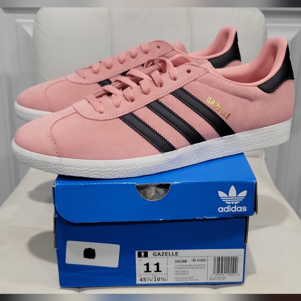 Adidas Gazelle shoe Glow Pink/Aurora Black/Core White Mens Size 11 - Picture 8 of 9
